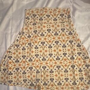 LuLaRoe A-Line Skirt with Blue and Orange Pattern